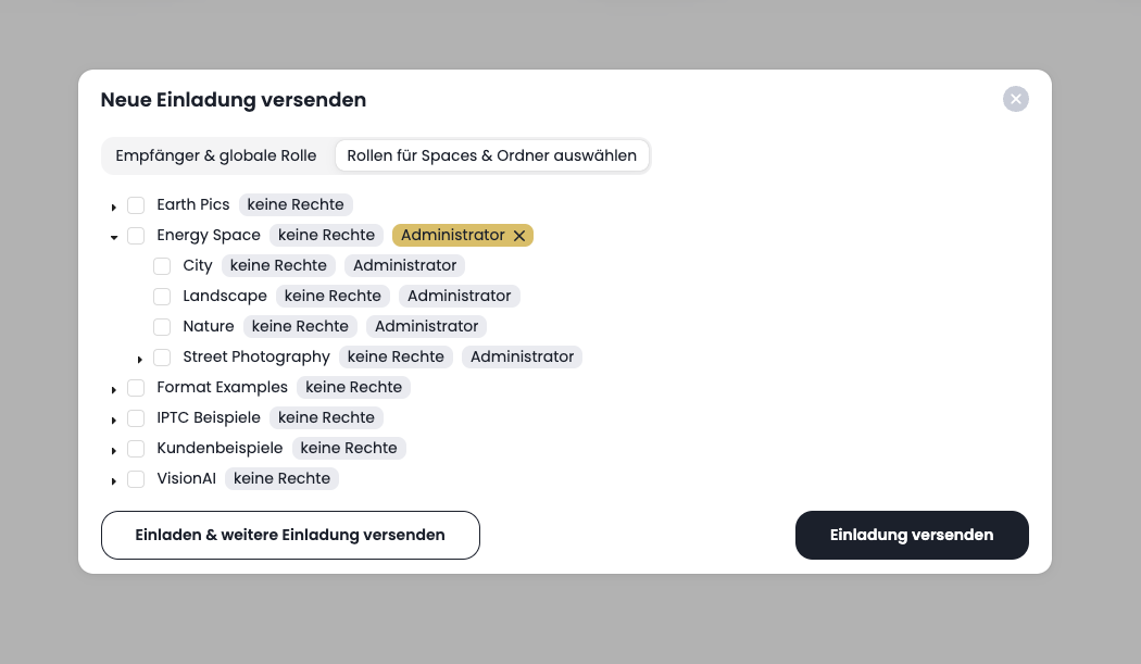 Rechtemanagement in snaatch